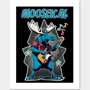 Mooseical - Rock N Roll Moose with a Electric Guitar Posters and Art